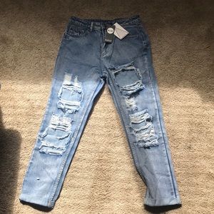 blue boohoo ripped jeans